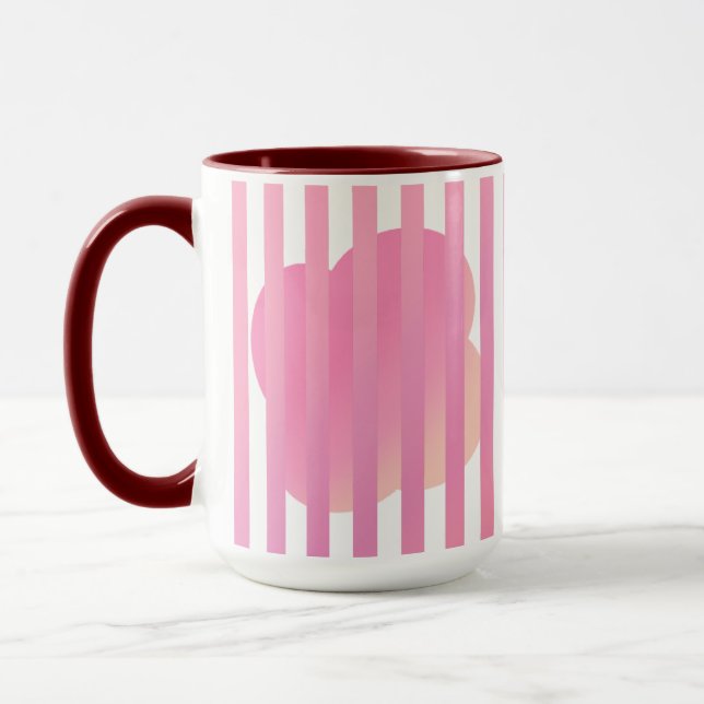 Caneca Red Stripe Simple Two-Tone Mug with Pink Floral (Esquerda)