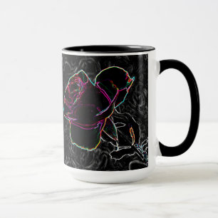 Caneca Red & Violet Neon Rosas Ocultas em Preto