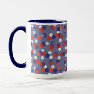 Caneca red, white and blue polka dots
