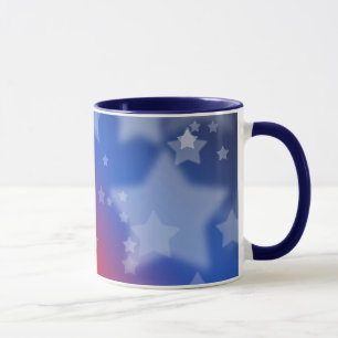 Caneca Red White e Blue Stars Patriótica Cerâmica Mug