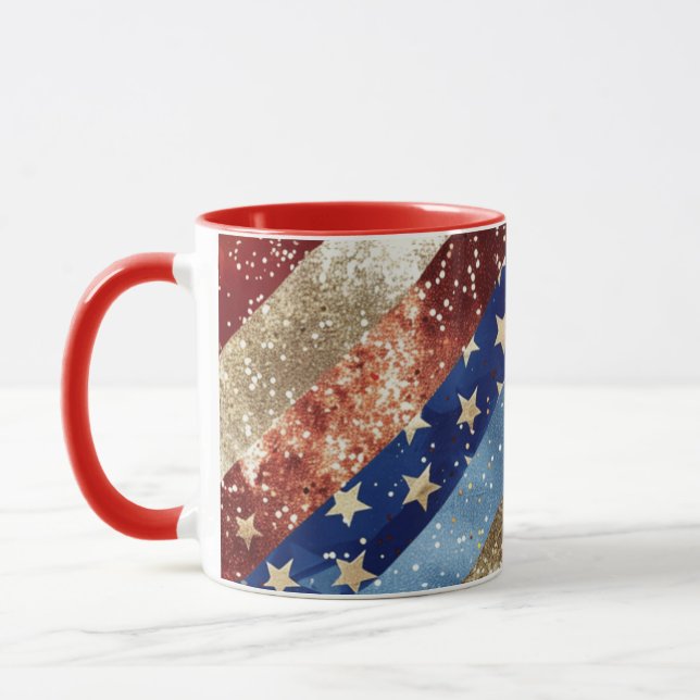 Caneca Red White e Dourada Americana Personalizada Mug (Esquerda)