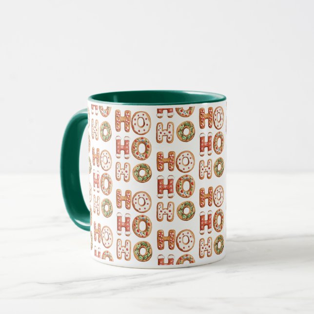 Caneca Red White Ho Ho Ho Ho Gingercake Natal (Frente Esquerda)