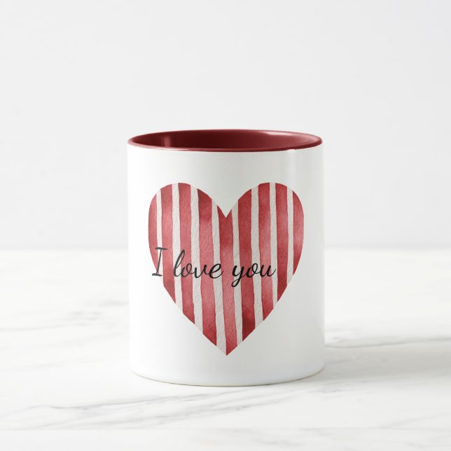 Caneca Red White Stripes Heart Love (Centro)
