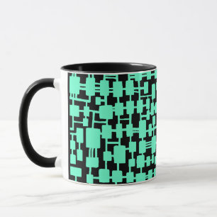 Caneca Rede abstrato - Turquesa em preto