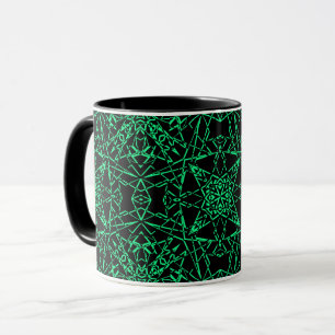 Caneca Rede de aranha abstrato preta verde-neto