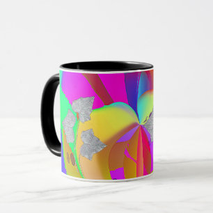 Caneca Redemoinho de Arco-íris Com Folhas