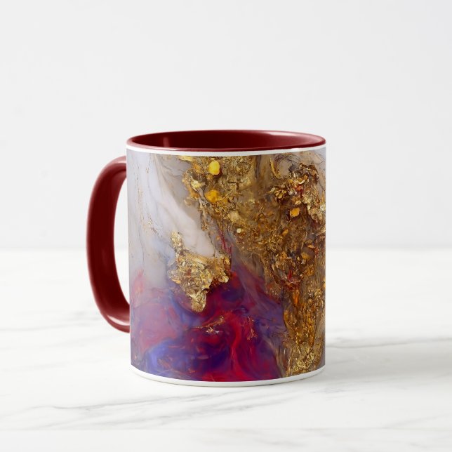 Caneca Redemoinho de Mármore Branco com Ouro Líquido (Frente Esquerda)