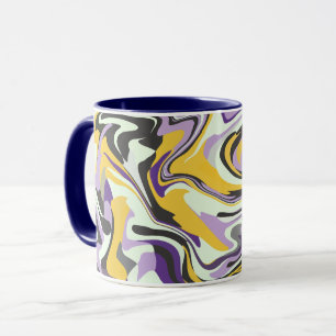 Caneca Redemoinho Pastel Abstrato com Amarelo e Roxo