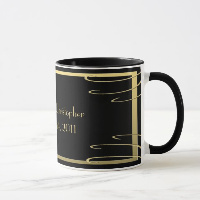 Caneca Redemoinho preto e Dourado elegante (Direita)