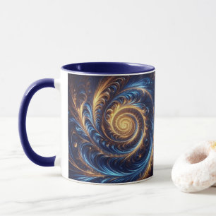 Caneca Redemoinhos Modernos Abstratos Espaciais Azul Real
