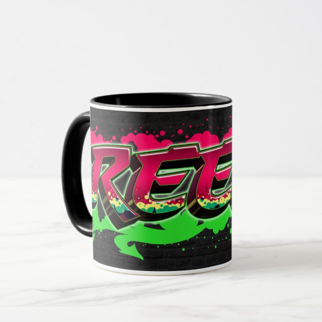 Caneca Reese Vorname Name Graffiti red green Tasse (Frente Esquerda)