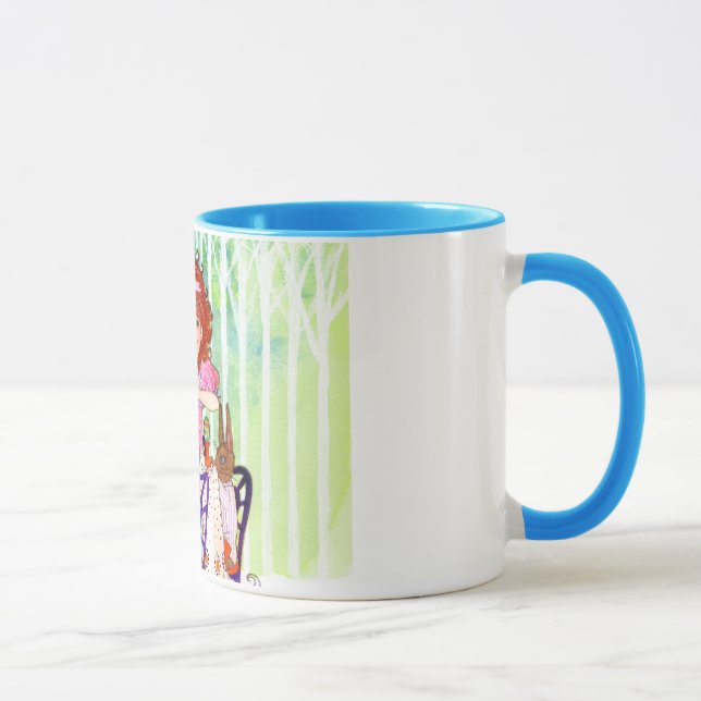 Caneca Refeição matinal dos coelhos da páscoa com menina (Direita)