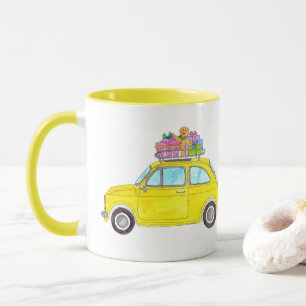 Caneca Refletor Amarelo Fiat 500 Presentes de Natal Aquar