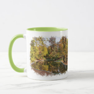 Caneca Reflexão das Árvores do Parque Amarelo do outono