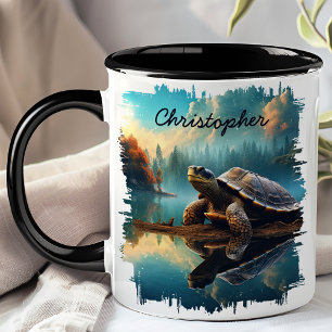Caneca Reflexo do Lago da Tartaruga sobre o Tronco