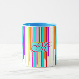 Caneca Refrigere "o monograma do teste padrão das listras