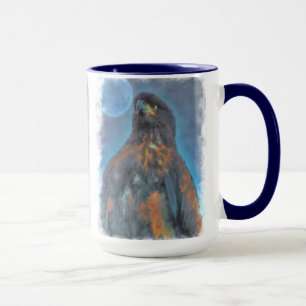 Caneca Regal Young Bald Eagle e pintura de Lua