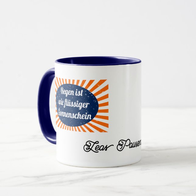 Caneca Regen flüssiger Sonnenschein mit Namen (Frente Esquerda)