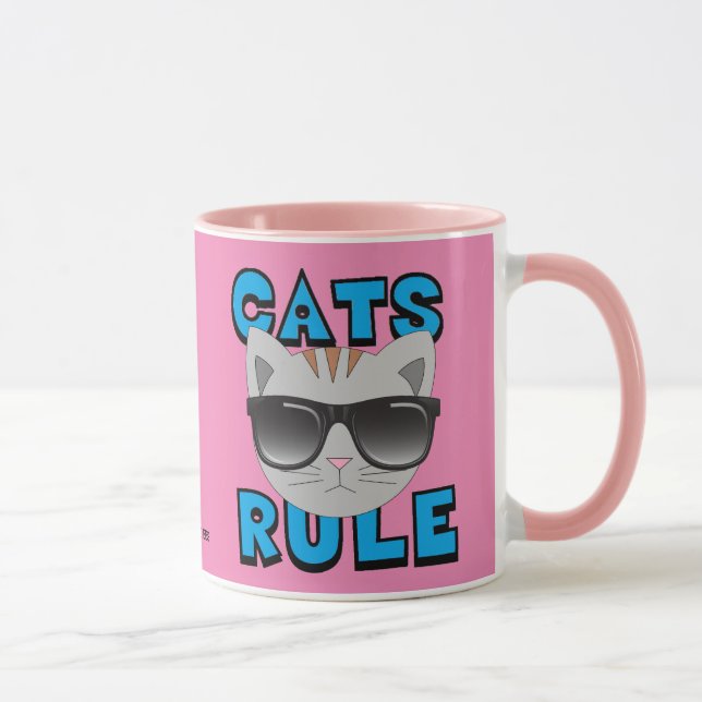 Caneca Regra de Gatos Óculos de sol Gatinho Mug (Direita)