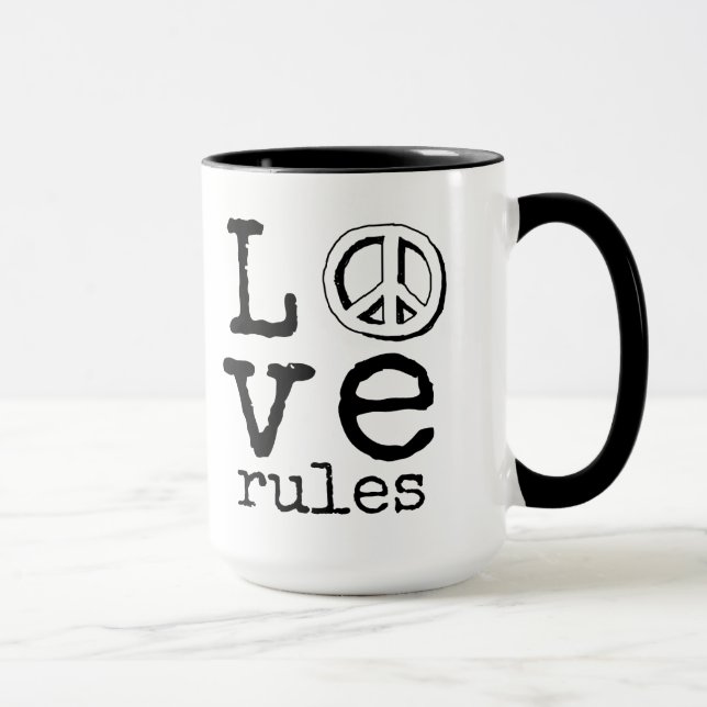 Caneca Regras de amor, Sinal de paz, Mug de café (Direita)