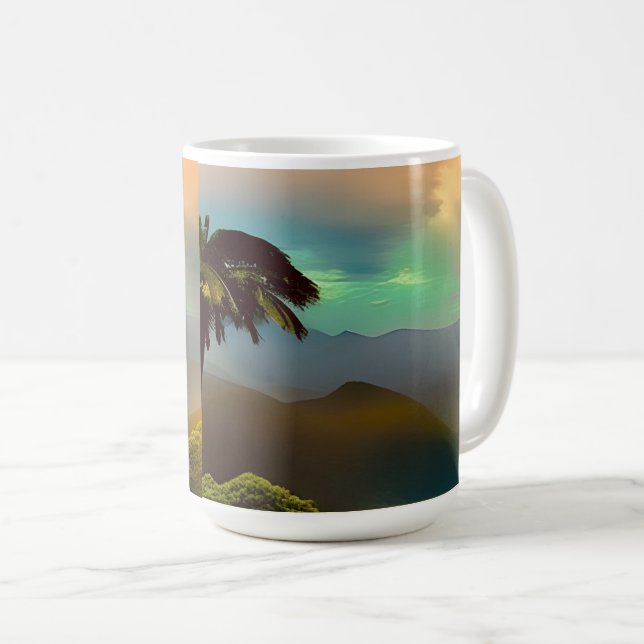 Caneca regular com linda verde-esverdeada tropical (Frente Esquerda)
