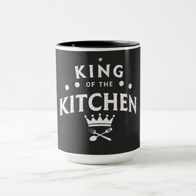 Caneca Rei da Coroa da Cozinha - Foodie Preto Engraçado (Centro)