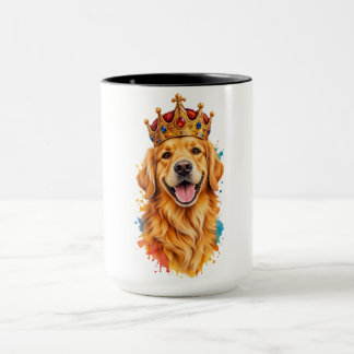 Caneca Rei Golden Retriever – Cão Real com Coroa, Colo