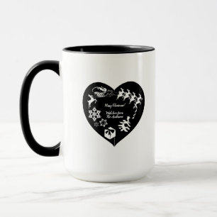 Caneca Reindeer Blk e Wht.Heart Mug