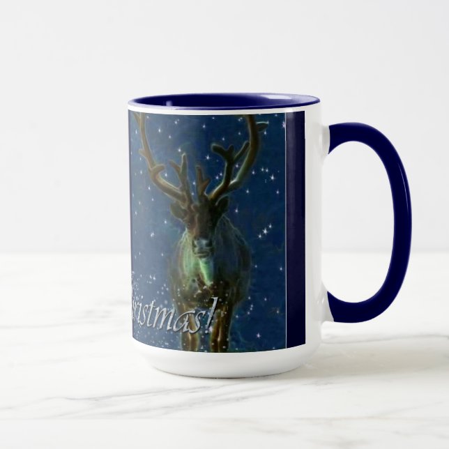 Caneca Reindeer de inverno, neve e Design de Natal feliz (Direita)