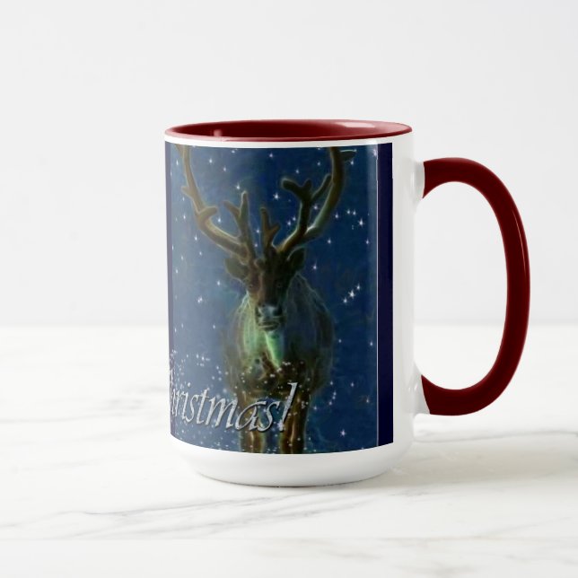 Caneca Reindeer de inverno, neve e Design de Natal feliz (Direita)
