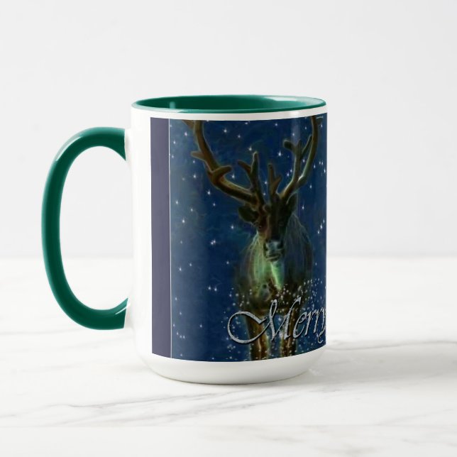 Caneca Reindeer de inverno, neve e Design de Natal feliz (Esquerda)