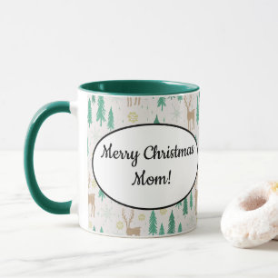 Caneca Reindeer de Natal na Floresta de Inverno Evergreen