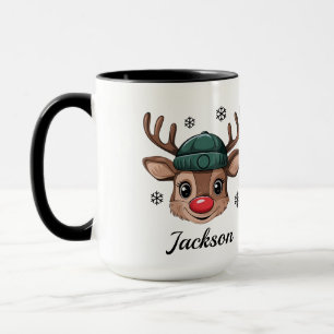 Caneca Reindeer Mug Personalizado de Natal - Adicione Seu
