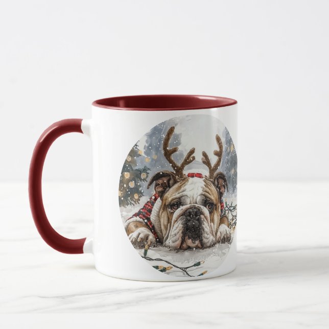 Caneca Reindeer para Bulldog em Inglês de Natal (Esquerda)