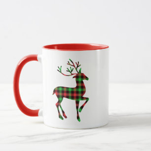 Caneca Reindeer Red e Green Buffalo Xadrez Natal
