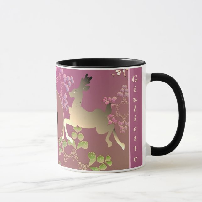 Caneca Reindeer Snowflakes Púrpura Gradiente Mug (Direita)