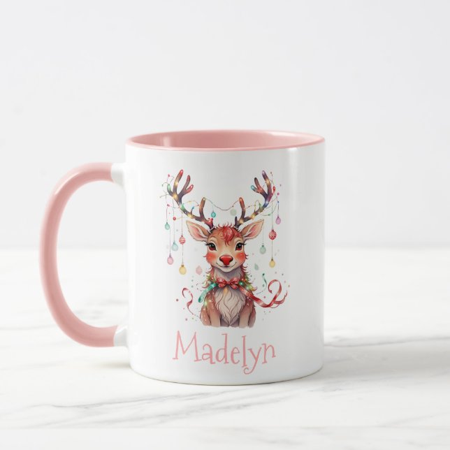 Caneca Reindeer Whimsso Rudolph e Luzes de Natal (Esquerda)