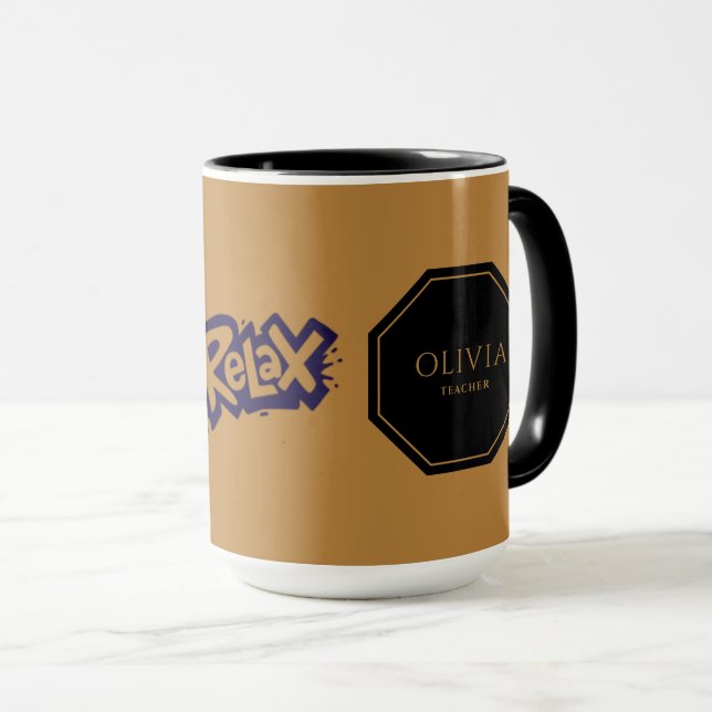 Caneca Relax Combo Mug Apresentando seu nome e cargo (Frente Esquerda)