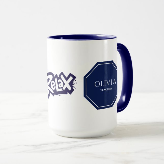 Caneca Relax Combo Mug Apresentando seu nome e cargo (Frente Esquerda)