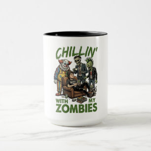 Caneca Relaxando Com Meus Zumbis Halloween Meninos Crianç