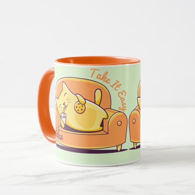 Caneca Relaxando gato (Frente Esquerda)