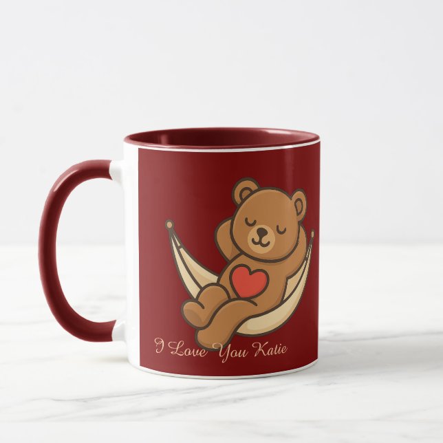 Caneca Relaxing Teddy Bear Love Mug – Valentine Gift (Esquerda)