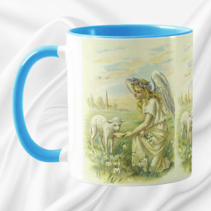 Caneca Religião Vintage, Anjo da Páscoa Vitoriano com Cor