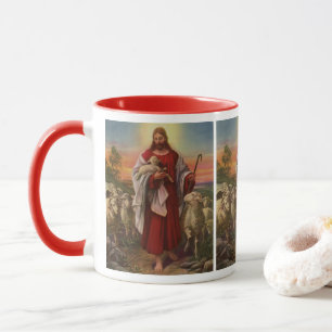 Caneca Religião Vintage, Cristo o Bom Pastor Rebanho