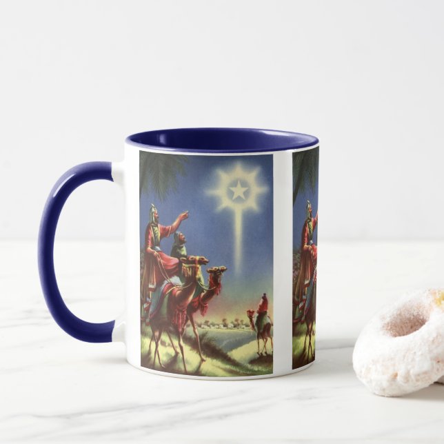 Caneca Religião Vintage, Sábios com Estrela de Belém (Com Donut)