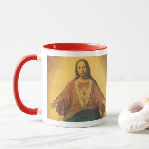 Caneca Religião Vintage, Sagrado Coração de Jesus Cristo