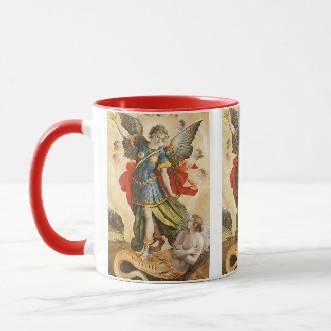 Caneca Religioso Vintage, São Miguel Derrota Lúcifer (Esquerda)