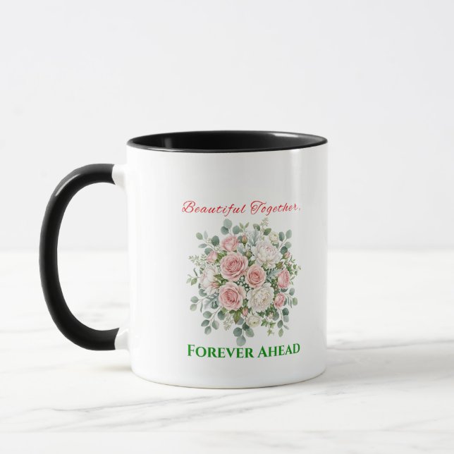 Caneca Relógio de Noiva com Flores Elegantes (Esquerda)