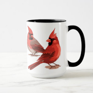 Caneca Relógio de Parede cardeais vermelhos