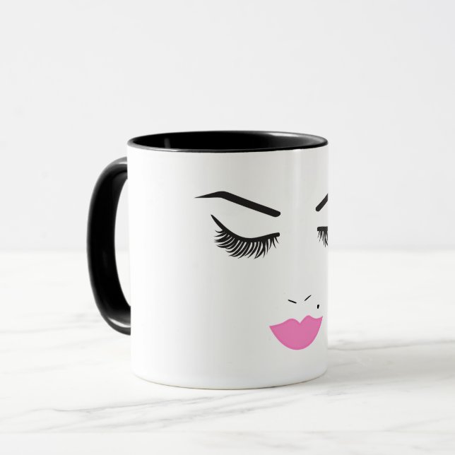 Caneca Relógio de Salão de Beleza Maquiagem Rosto Cílios  (Frente Esquerda)